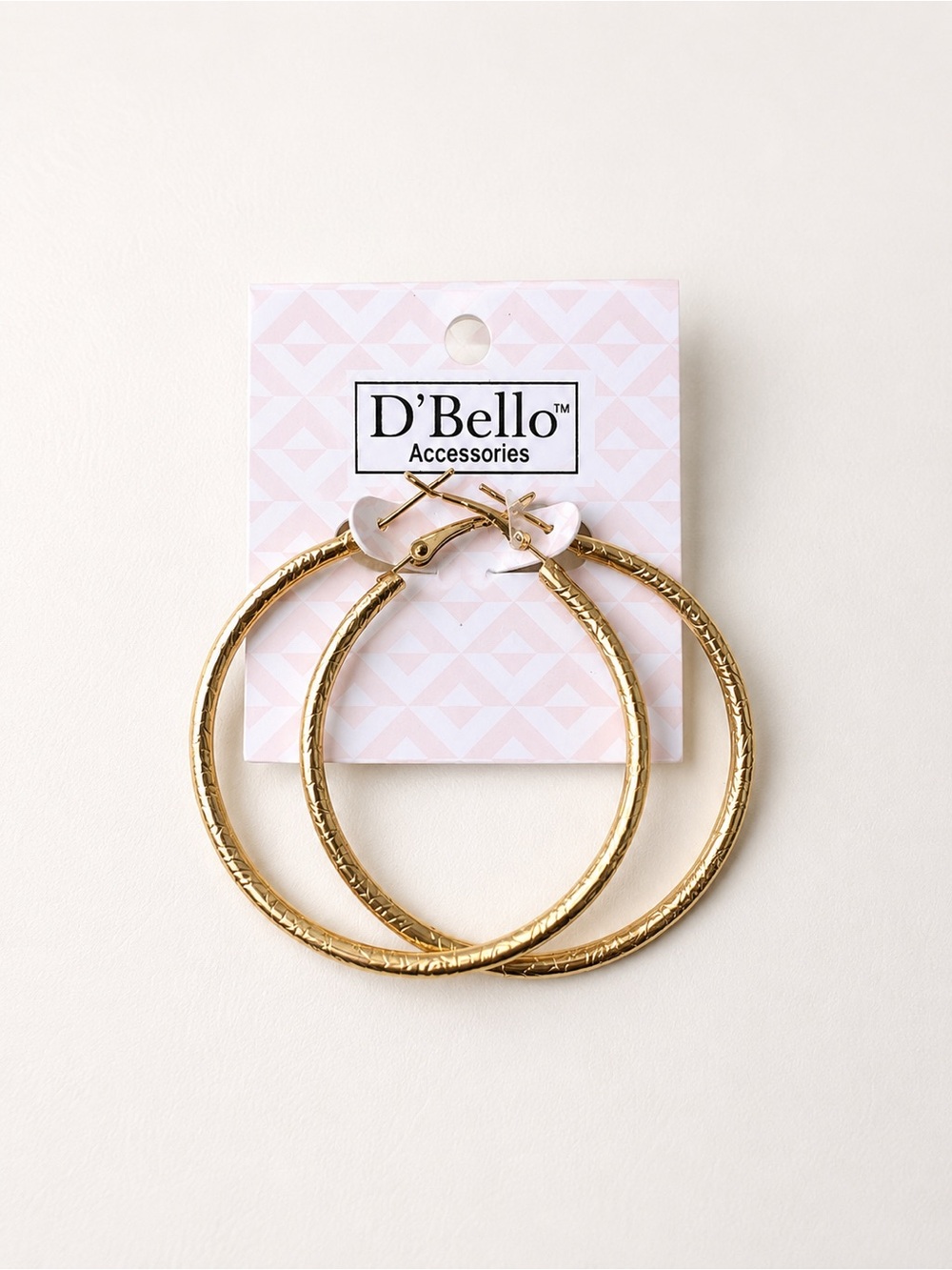 D’Bello Gold-tone Textured Hoop Earrings